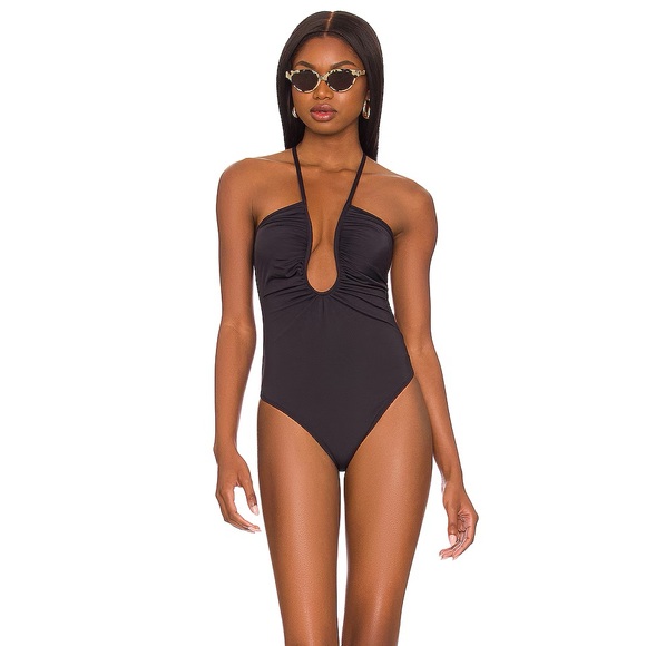 NWT Good American Womens Leilani Halter Plunging One-Piece Swimsuit - Picture 4 of 4